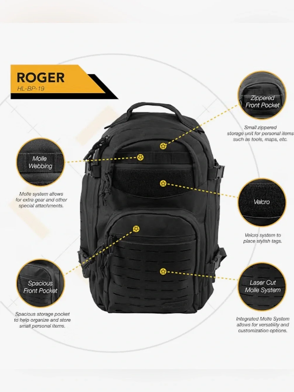 NEW HIGHLAND TACTICAL ROGER MOLLE Backpack BLACK